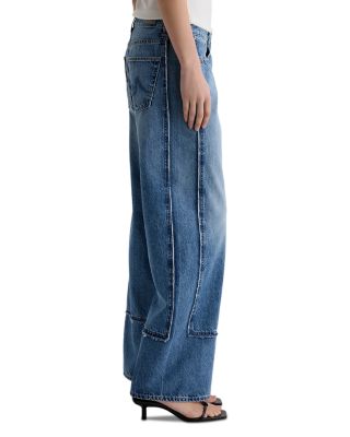 Adria Colorblock Low Rise Wide Leg Jeans in Socialite