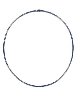 Sapphire Ombr&eacute; Tennis Necklace in 14K White Gold, 16"