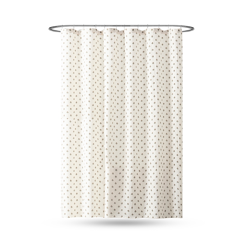 Peri Home Block Print Gauze Shower Curtain In Neutral