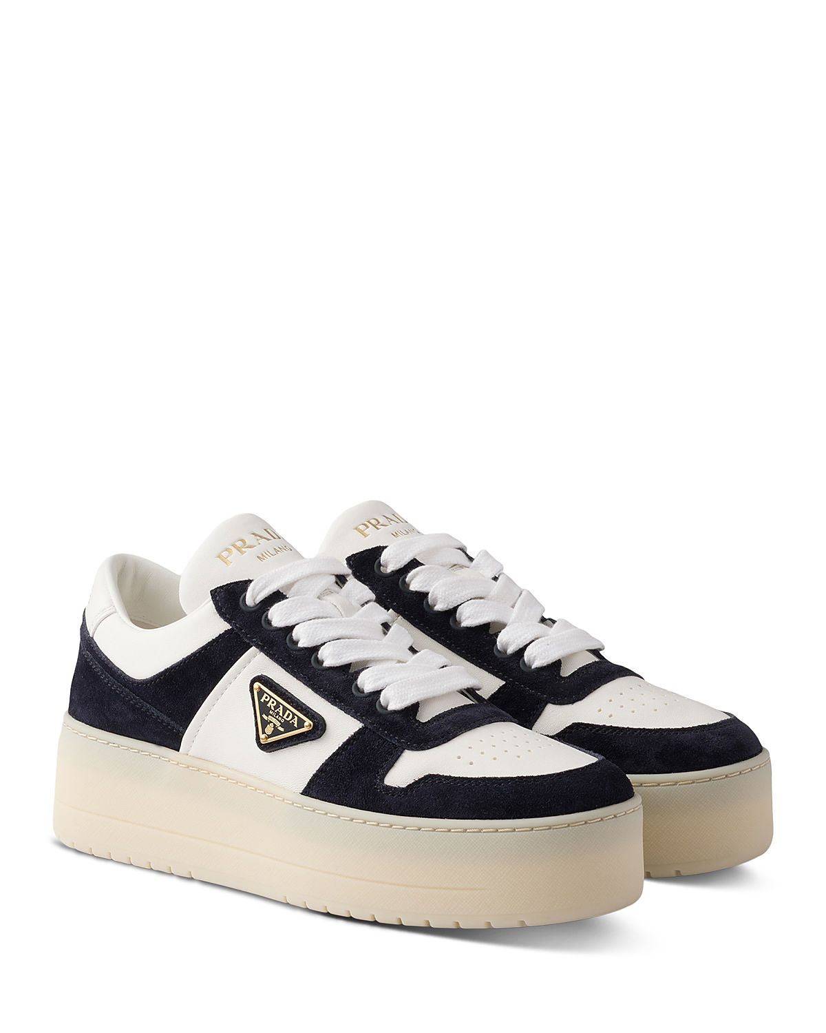 Prada Women's Downtown Bold Nappa Leather and Suede Sneakers