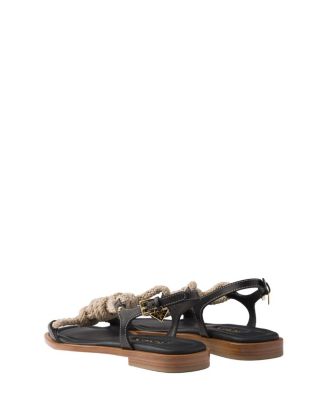 Women's Flat Leather and Cord Sandals