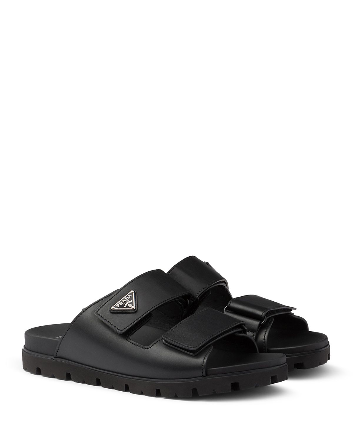 Prada Men's Leather Strap Slides