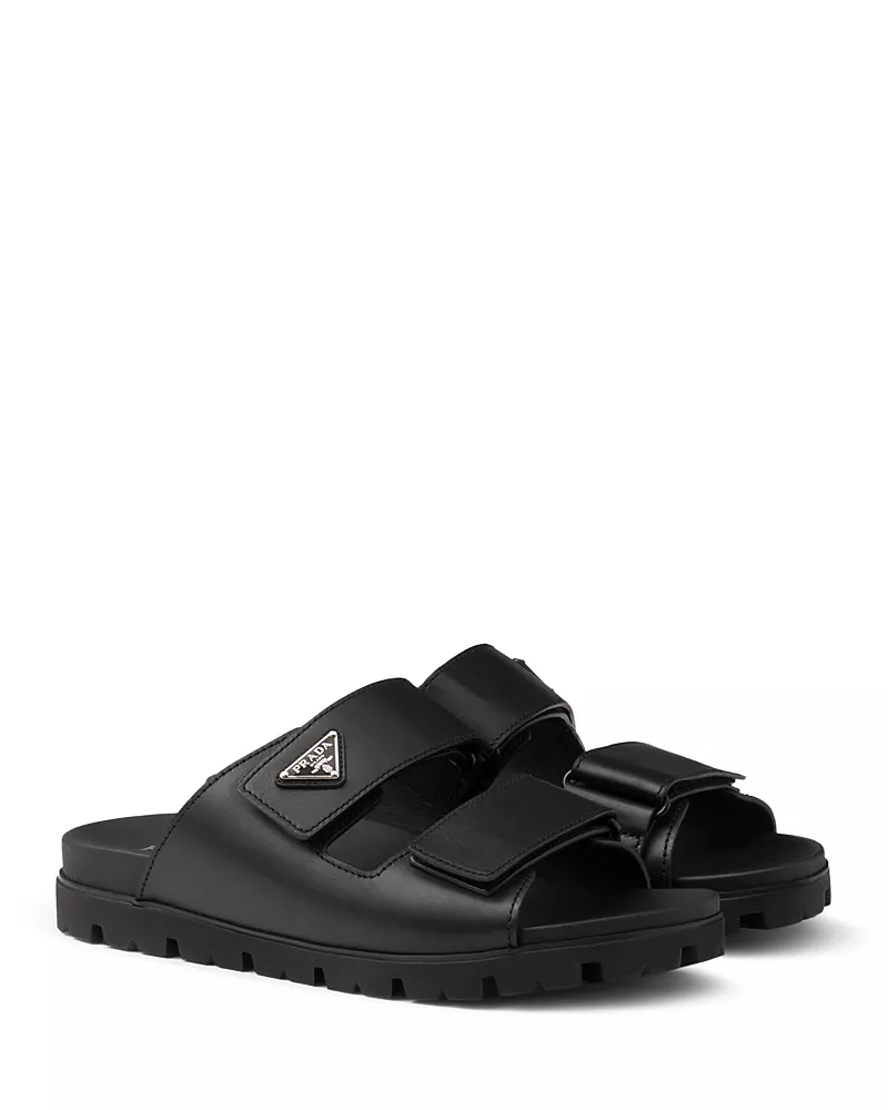 Prada Men's Leather Strap Slides
