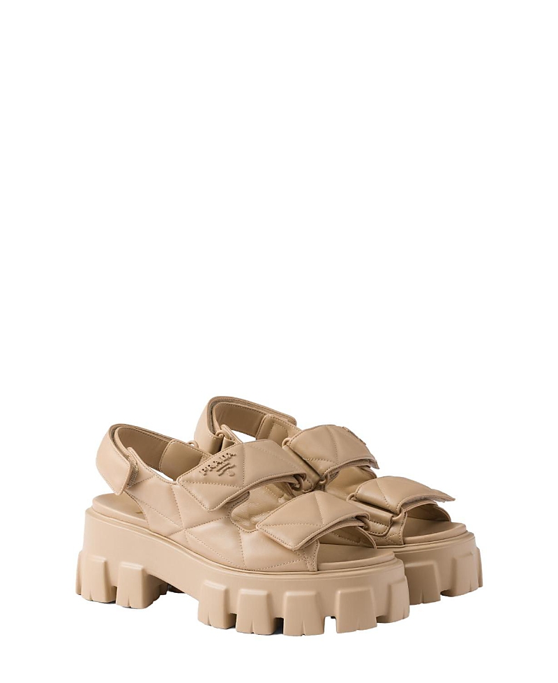 Prada Women's Monolith Nappa Leather Sandals In Neutral