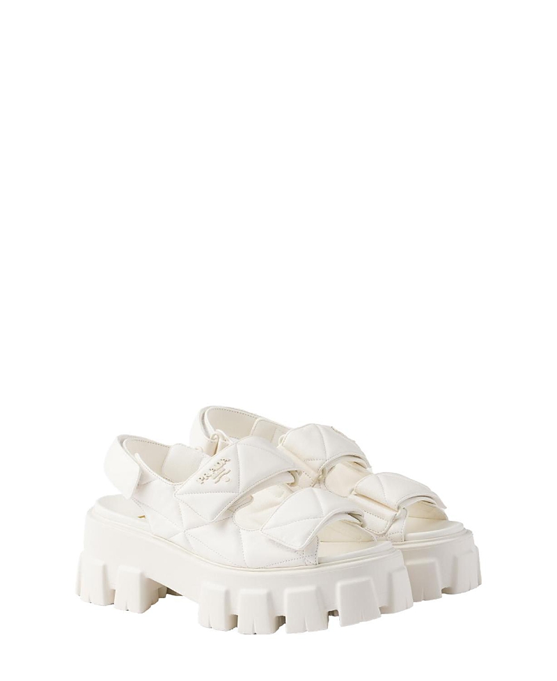 Prada Monolith Nappa Leather Sandals In White