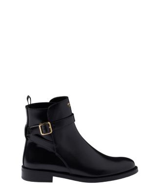  Women's Brushed Leather Ankle Boots with Strap