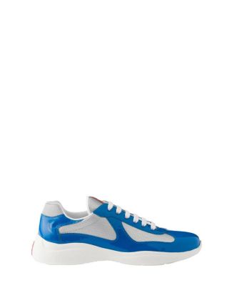 Men's Patent Leather and Technical Fabric America's Cup Sneakers in Blue