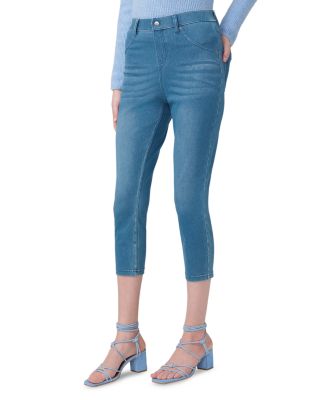 High Rise Ultra Soft Denim Capri Leggings in Medium Wash