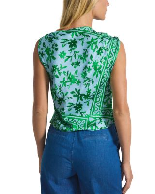 Ariel Tile Print Embellished Asymmetrical Top
