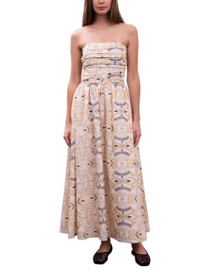 Moon River - Printed Ruched Poplin Maxi Dress