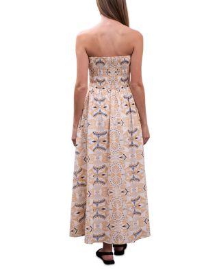 Printed Ruched Poplin Maxi Dress