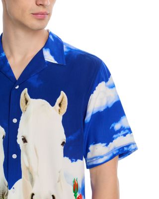 White Horse Regular Fit Printed Camp Shirt  