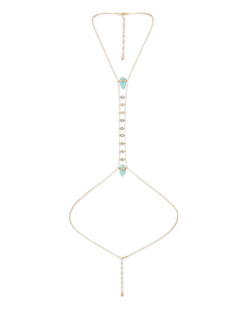 Ettika Turquoise Solstice Turquoise & Cubic Zirconia Body Chain