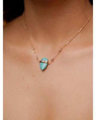 Turquoise Solstice Turquoise & Cubic Zirconia Pendant Necklace, 14"-17" 
