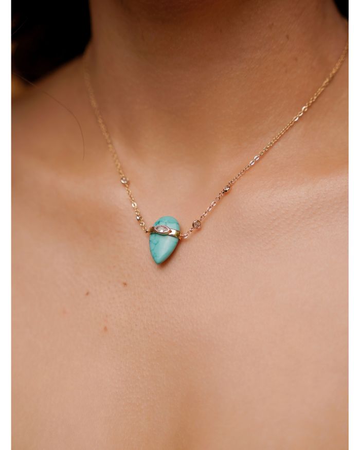 Turquoise Solstice Turquoise & Cubic Zirconia Pendant Necklace, 14"-17"