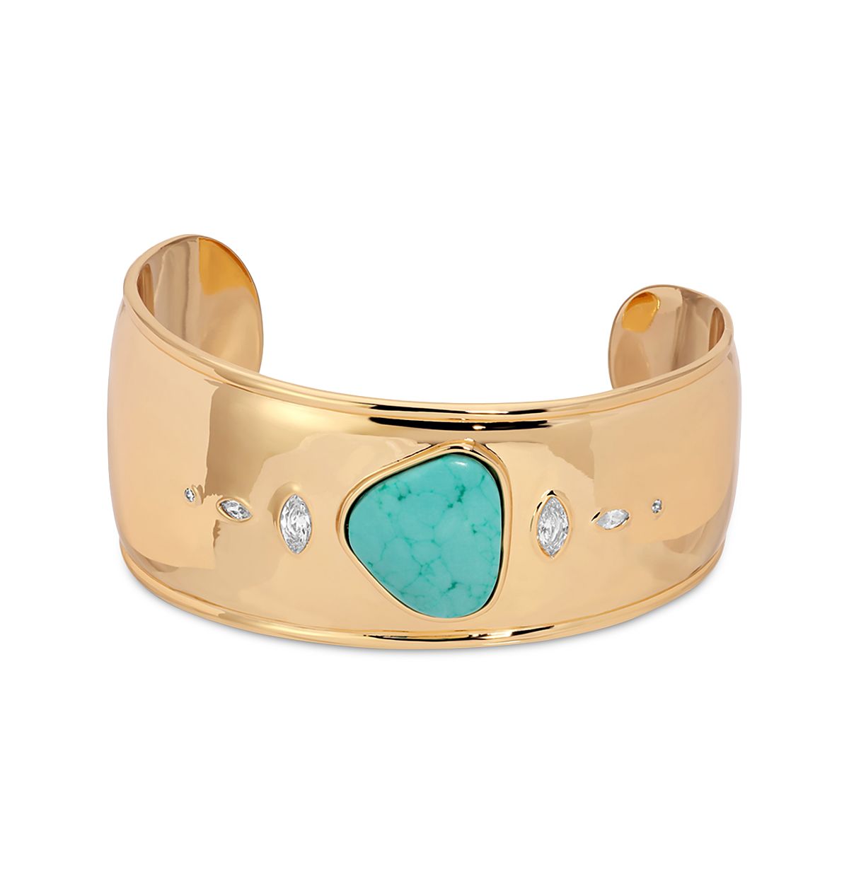 Ettika Turquoise Solstice Turquoise & Cubic Zirconia Wide Cuff Bracelet