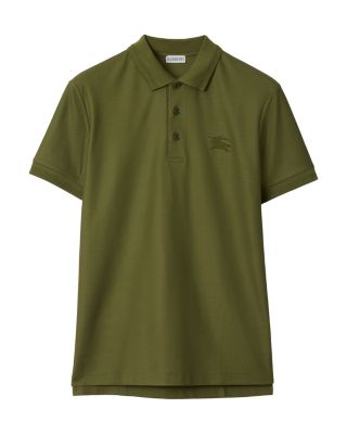 Eddie Cotton Piqu&eacute; Equestrian Knight Embroidered Slim Fit Check Placket Polo Shirt