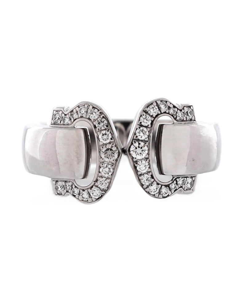 Pre-owned Pre-owned Cartier Cartier Vintage C De Cartier Ring 18k White Gold With Diamonds