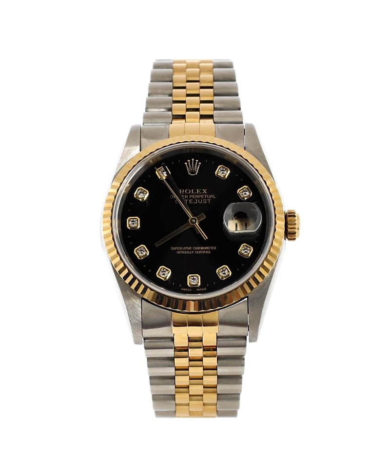 Pre-owned Pre-owned Rolex Rolex Oyster Perpetual Datejust Automatic Watch In Stainless Steel And Gold With Diamond M