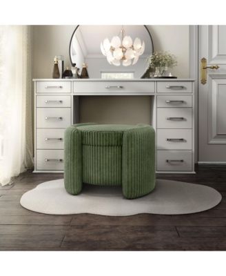 Lyla Chenille Round Storage Ottoman with Reversible Cushion