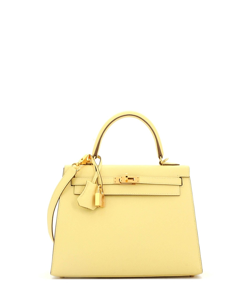 Pre-owned Pre-owned Hermes Hermes Kelly 25 Handbag Yellow Epsom With Gold Hardware