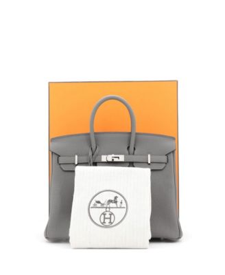 Pre-Owned HERMÈS Birkin 25 Handbag Grey Togo with Palladium