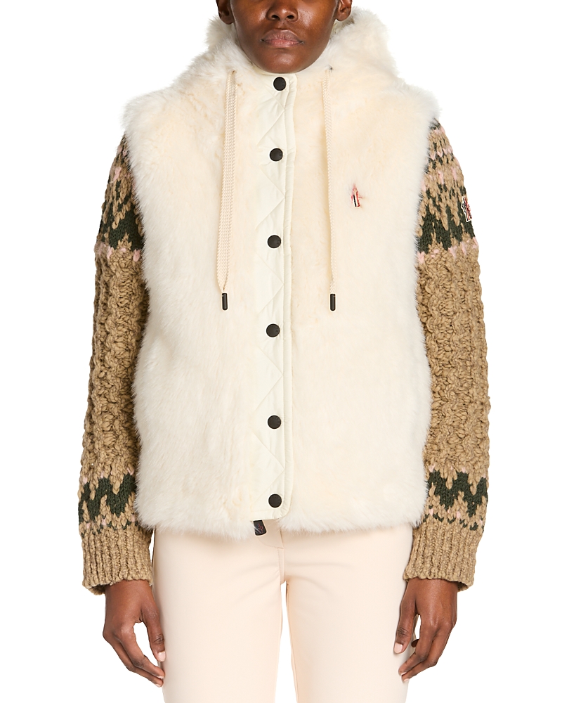 Moncler Arve Faux Fur Vest In White