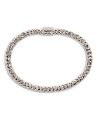 Classic Chain Sterling Silver Small Bracelet with Diamond Pav&eacute;