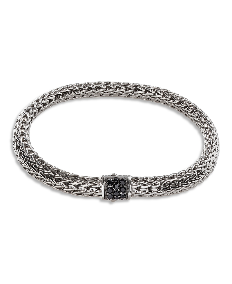 John Hardy Sterling Silver Icon Bracelet with Pave Black Sapphire, 6.5mm