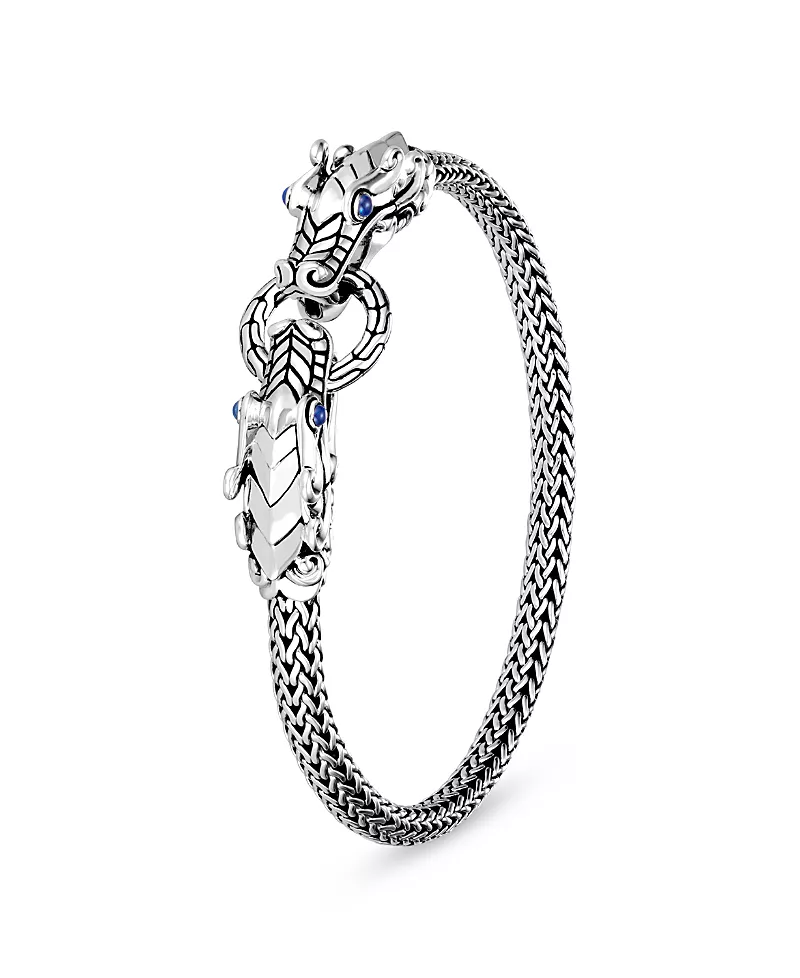John Hardy Sterling Silver Legends Naga Blue Sapphire Double Dragon Chain Bracelet