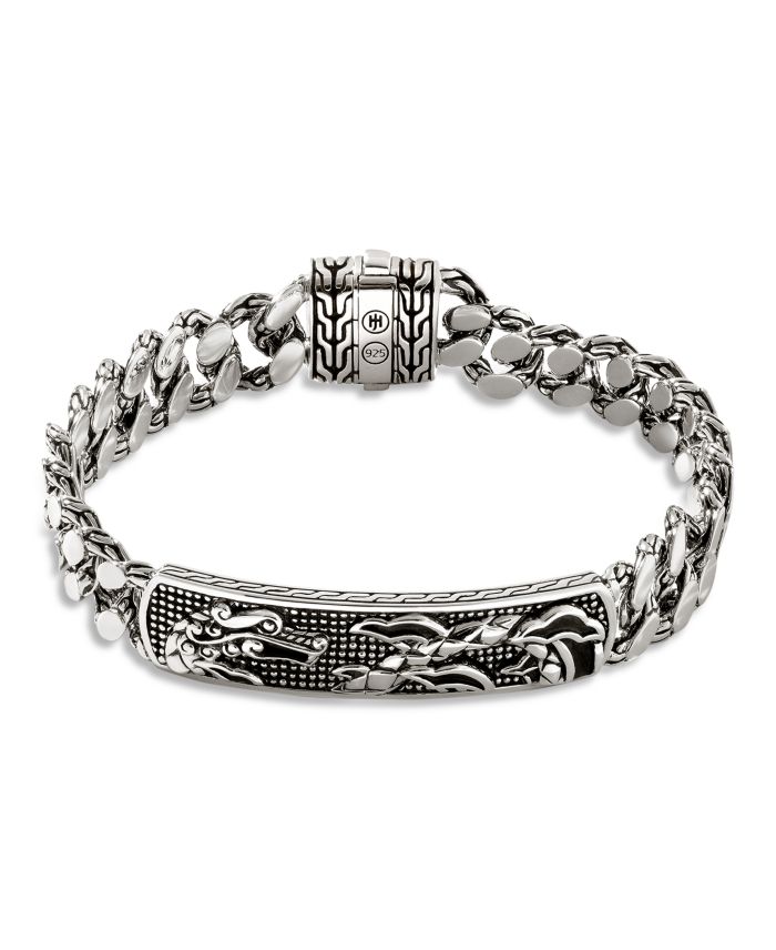 Sterling Silver Legends Naga Dragon Plate Curb Link Bracelet