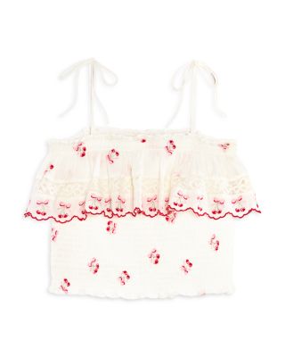 Girls' Fatima Cherry Embroidered Smocked Top - Big Kid