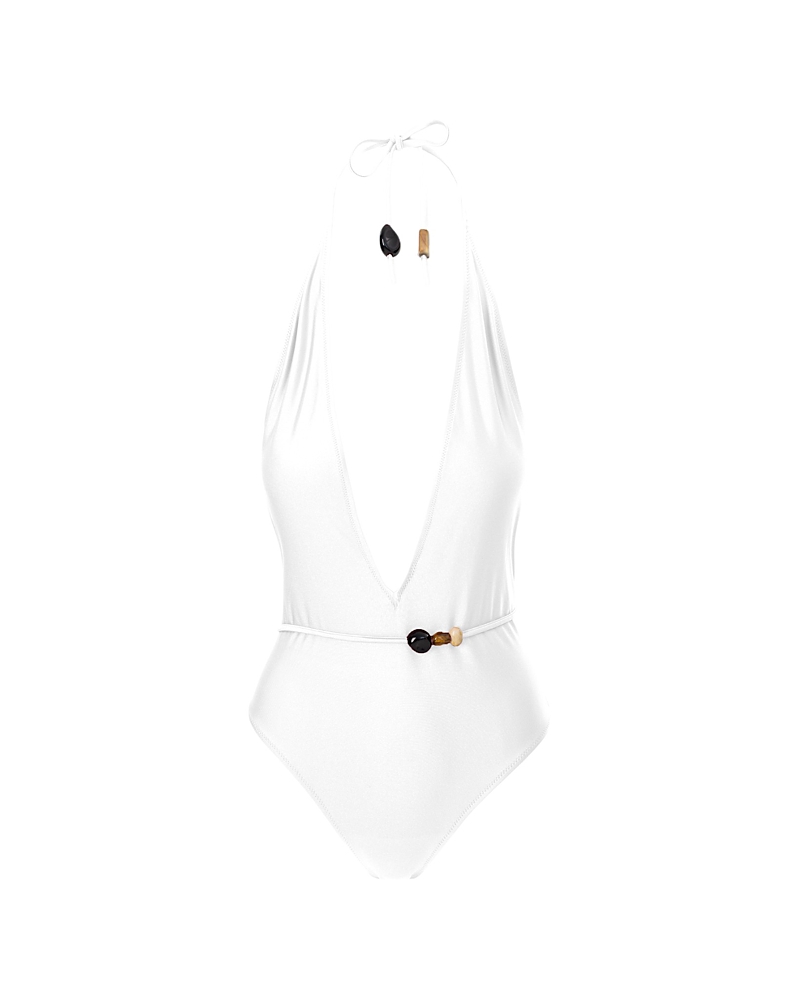 Lamarque Deep V Halter One Piece Swimsuit