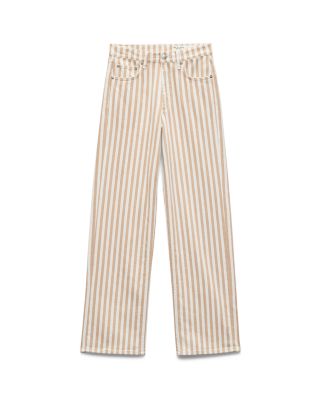 Shea High Rise Relaxed Straight Jeans in Tan Stripe