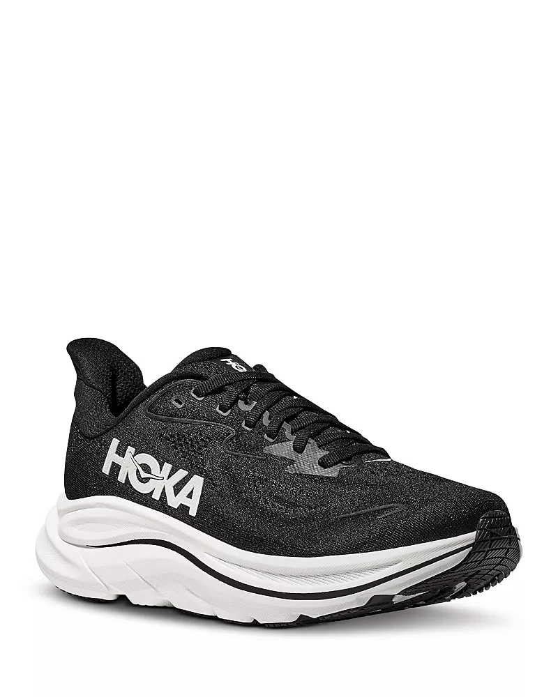 Hoka Women's Clifton 10 Wide Running Sneakers in Black