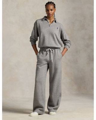 Drawstring Fleece Wide Leg Sweatpants
