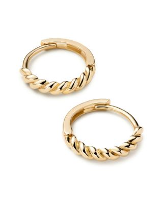 Solid Yellow Gold - Small Twist Hoop Earrings