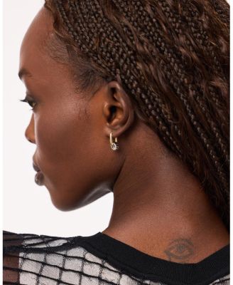 Solid Yellow Gold - White Gold Galaxy Hoop Earrings Set