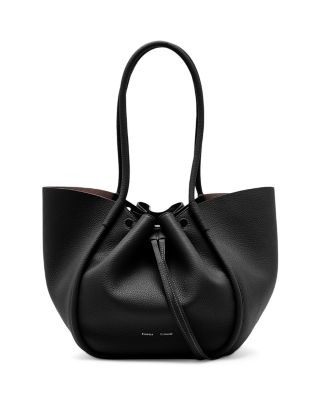 Large Ruched Tote in Soft Pebbled Leather