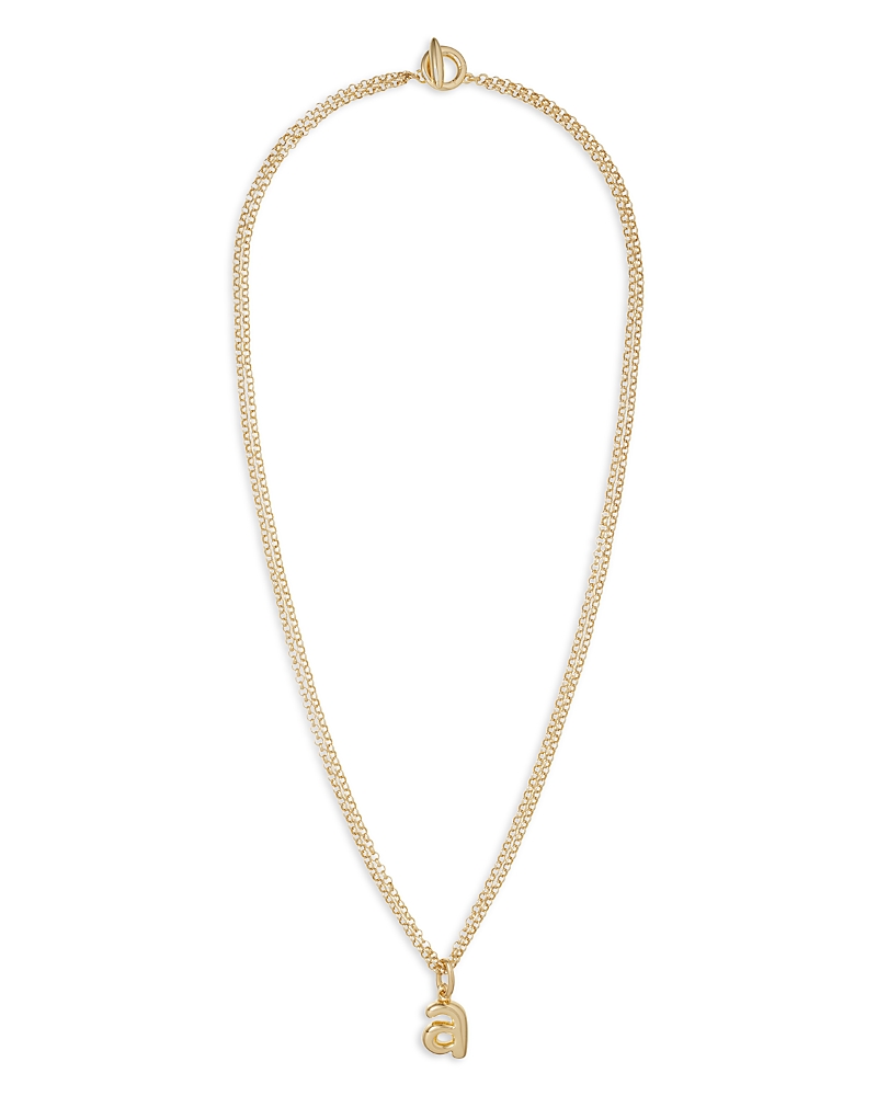 Roxanne Assoulin Puffy Initial Double Chain Pendant Necklace, 26