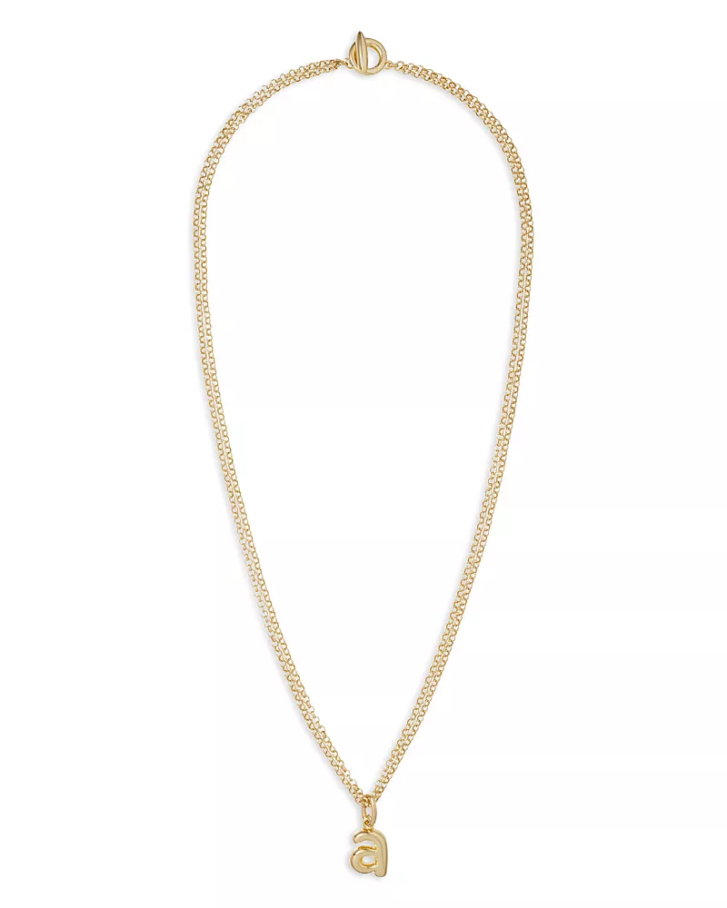 Roxanne Assoulin Puffy Initial Double Chain Pendant Necklace, 26