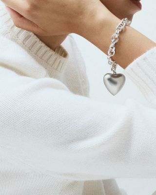 Puffy Heart Charm Link Bracelet