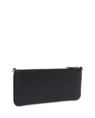 Horizontal Flat Black Leather Crossbody Bag