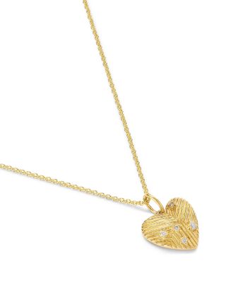 14K Yellow Gold Diamond Scatter Heart Pendant Necklace, 18"
