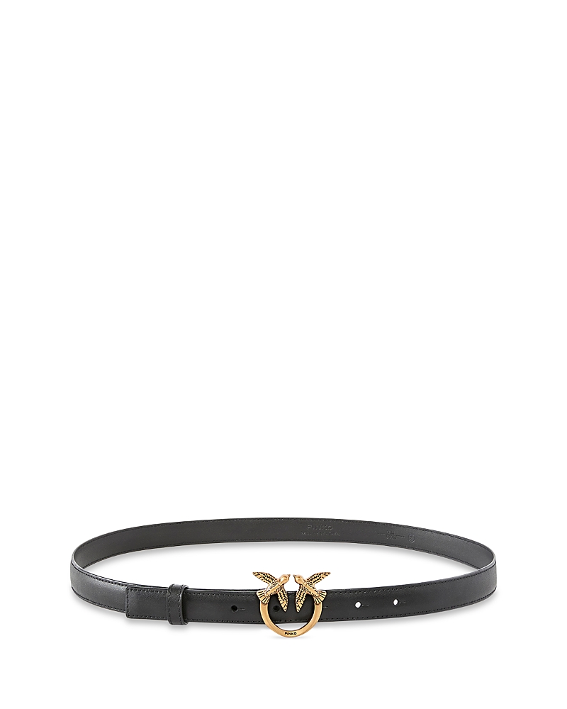 Pinko Women's Love Berry H2 Black Leather Belt