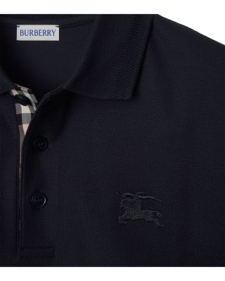 Eddie Cotton Piqu&eacute; Equestrian Knight Embroidered Slim Fit Check Placket Polo Shirt