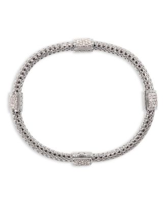 Sterling Silver Classic Diamond Pav&eacute; Station Chain Bracelet