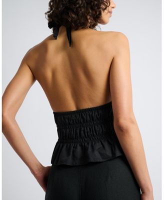 Air Linen Smocked Halter Top