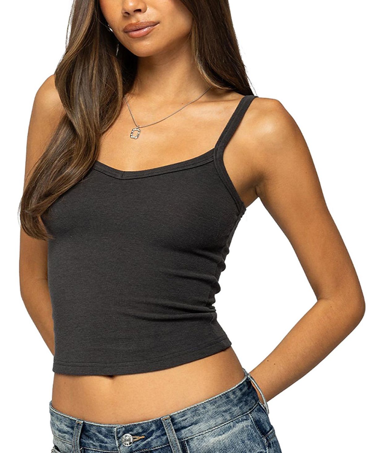 Edikted Aspyn V Neck Ribbed Tank Top
