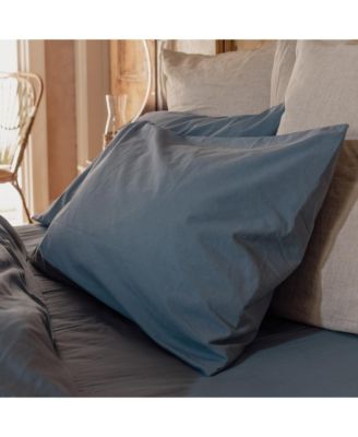 Washed Cotton Percale Pillowcase Pair, Queen